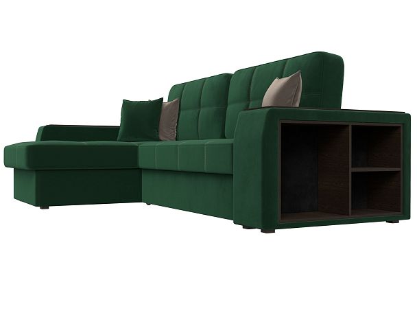 Угловой диван Брюссель левый (полностью велюр зеленый) - Вид 3