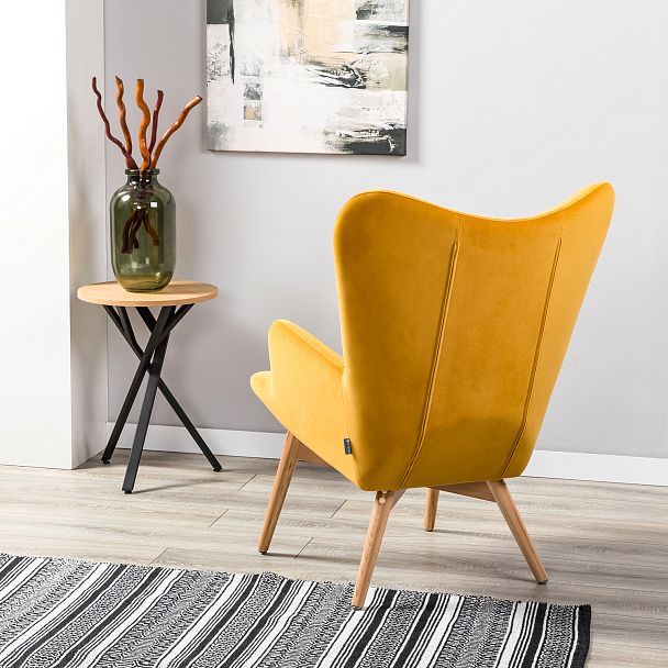 Кресло Хайбэк желтый/нат.бук - Вид 15