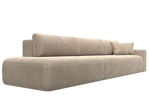 Диван прямой Лига-036 Модерн Лонг подлокотник справа Велюр бежевый - Вид 4