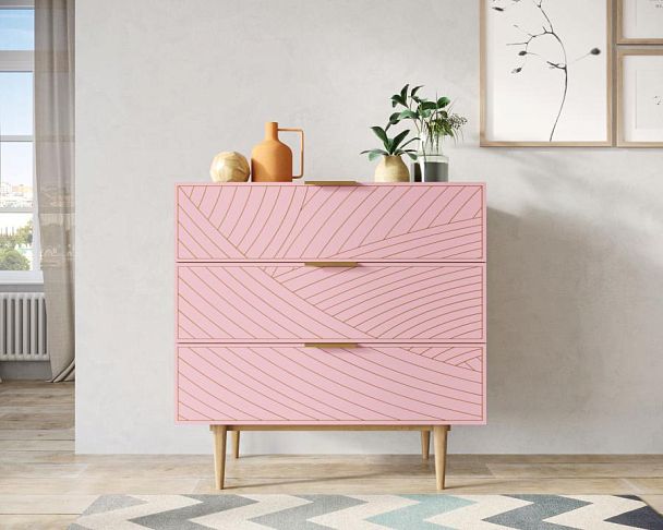 Комод с тремя ящиками Line LN12/GR1/pink - Вид 5