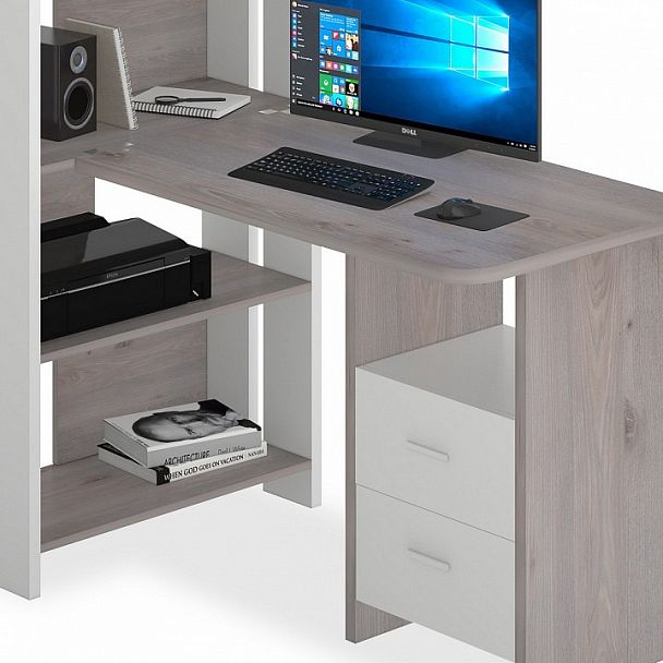 Стол компьютерный Домино Lite СТЛ-ОВ+С100Р Белый/Нельсон - Вид 3