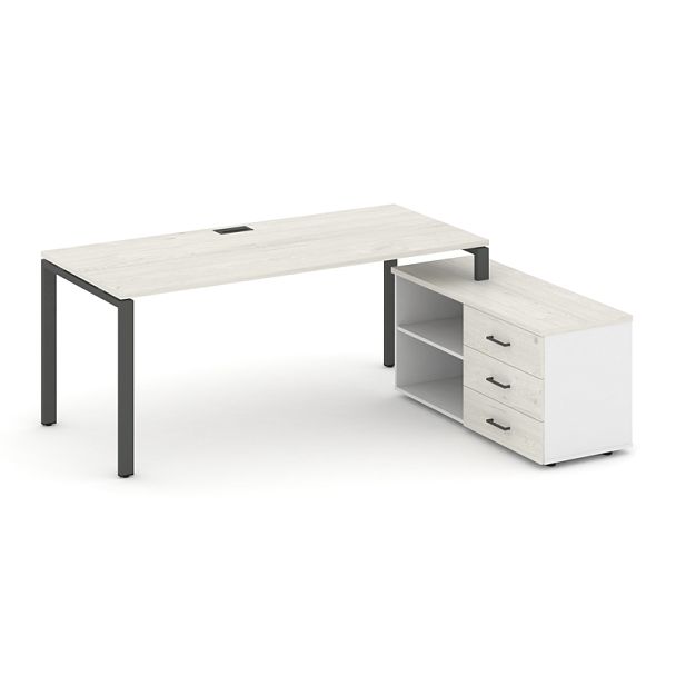 Стайл Проджект Директ / Style Project Direct Стол письменный с греденцией правой SN-6P.SRG-013.M(R) Дуб Наварра/Белый/Дуб Наварра/Металл Антрацит 1580*1480*750 - Вид 1