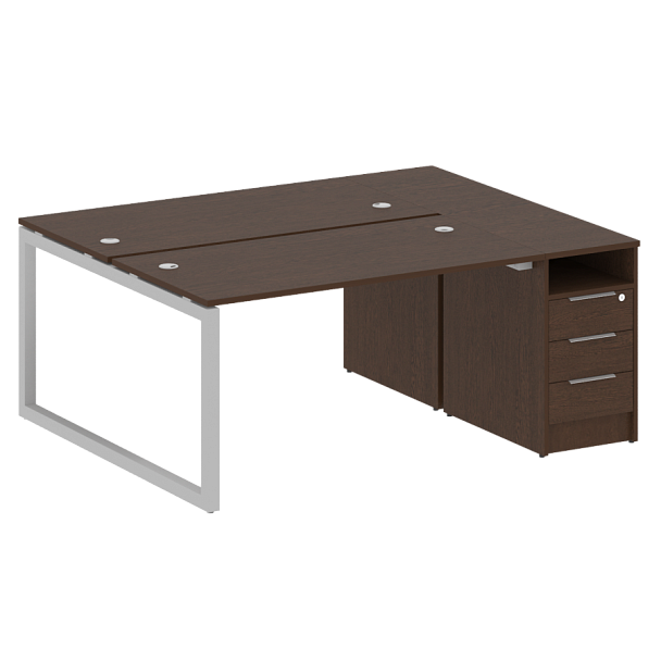 Metal System Quattro Р. ст. с тумбой на О-образном м/к 50БО.РС-СТП-2.3 Венге/Серый металл 1812*1475*750 - Вид 1