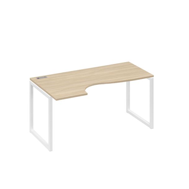 Стол эргономичный левый "Классика" на металлокаркасе QUATTRO A4 А4 Б4 045 БП дуб скандинавский / металлокаркас белый - Вид 1