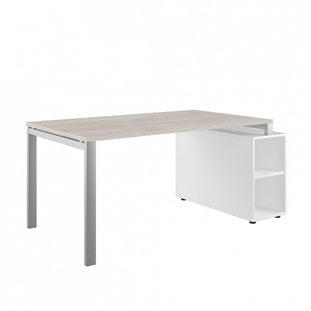 Стол руководителя на опорной тумбе. Левый Tess 160x90x75 светлый дуб - Вид 1