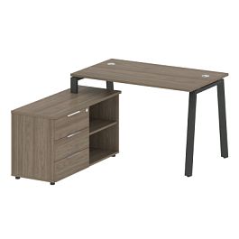 Metal System Р. ст. с тумбой на А-образном м/к БА.РС-СТС-2.2 (L) Вяз/Антрацит металл 1300*1520*750 - Фото предпросмотра