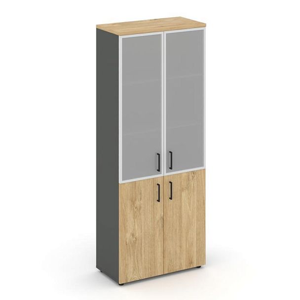 Style Project Шкаф высокий широкий SN.STS-103 Антрацит/Тиквуд Светлый/Сатин/Черный Ручки 796*400*198 - Вид 1