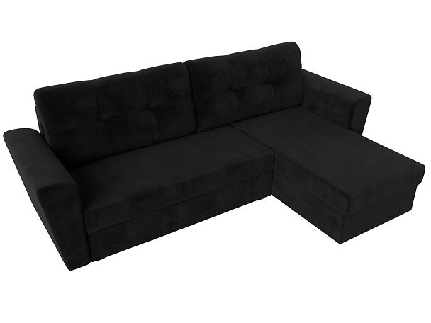 Угловой диван Амстердам Лайт правый (полностью велюр черный) - Вид 5