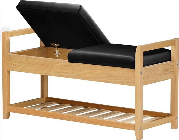 Обувница деревянная Вудсен Натуральный/Черная экокожа - Вид 4