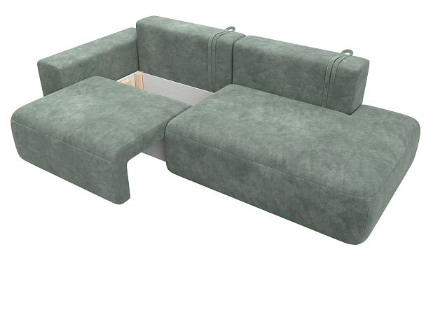 Диван прямой Лига-036 НПБ Модерн подлокотник слева Велюр зеленый - Вид 7