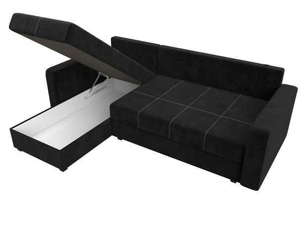 Диван угловой Ливерпуль Лайт левый угол Велюр черный - Вид 9