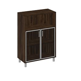 Шкаф для документов, двери стеклянные в алюминиевой раме + ниша Борн В 420-823 дуб ристретто - Фото предпросмотра