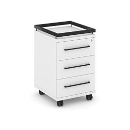 Rift Тумба мобильная усиленная + рамка RF.TM-003 Белый Бриллиант/Металл Черный 416*460*665 - Фото предпросмотра