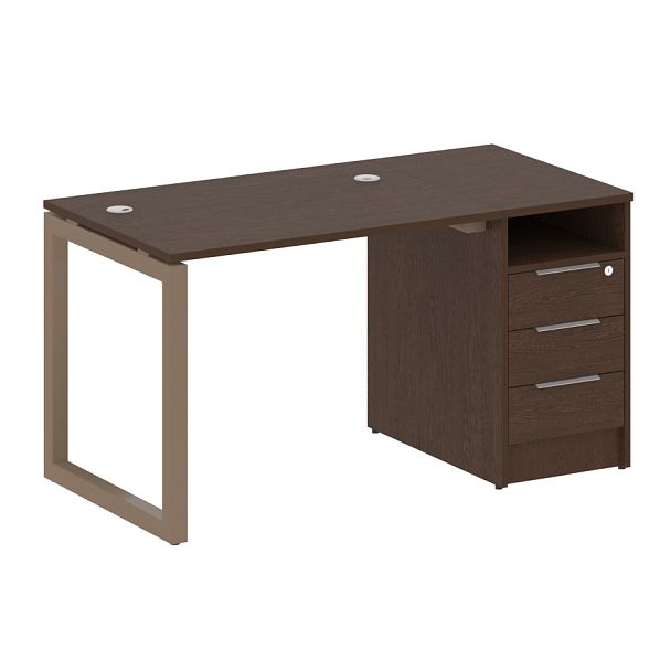 Metal System Quattro Р. ст. с тумбой на О-образном м/к 50БО.РС-СТП-1.1 Венге/Мокко металл 1412*720*750 - Вид 1