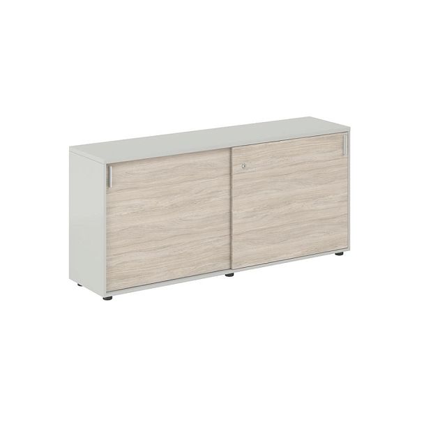 Шкаф купе 1638х400х750 низкий, с замком / корпус цвет: серый бархат, фасады: дуб светлый Сигма / Sigma - Вид 1