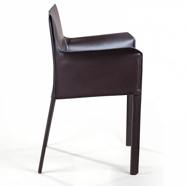 Стул с подлокотниками Barrie, кожа коричневый - Вид 4