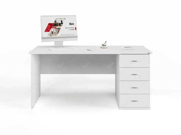 ЛАЙТ / LIGHT RLG008-16x7R Однотумбовый стол 160x70x75 Белый - Вид 2