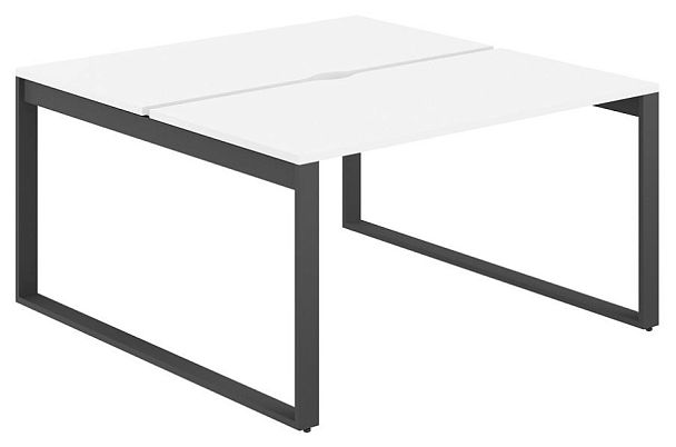 Рабочая станция Allegro 1400х1438х750  / профиль О-образный: 70х20 антрацит; столешница с вырезом: белый - Вид 1