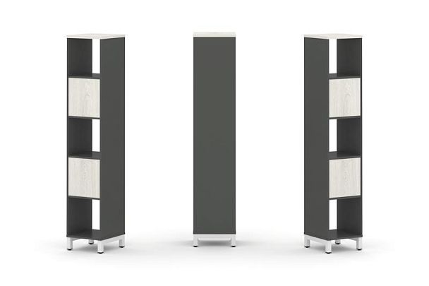 Стайл Проджект Набор стеллажа 1 сторон., 5 яр. SN.NS-511 Антрацит/Дуб Наварра/Металл Белый 387*400*1 - Вид 1