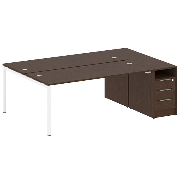 Metal System Quattro Р. ст. с тумбой на П-образном м/к 40БП.РС-СТП-2.5 Венге/Белый металл 2212*1475*750 - Вид 1