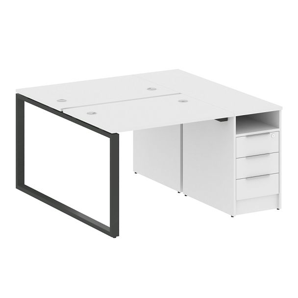 Metal System Р. ст. с тумбой на О-образном м/к БО.РС-СТП-2.1 Белый/Антрацит металл 1412*1475*750 - Вид 1