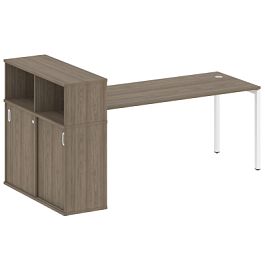 Metal System Quattro Стол письменный с шкафом-купе на П-образном м/к 40БП.РС-СШК-3.5 Т Вяз/Белый металл 2210*1120*1098 - Фото предпросмотра