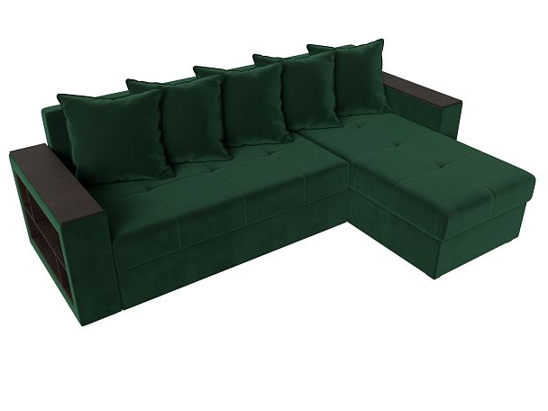 Диван угловой Дубай Лайт угол правый (полностью велюр зеленый) - Вид 5