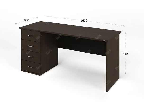 ЛАЙТ / LIGHT RLG007-16x6L Однотумбовый стол 160x60x75 Венге - Вид 3