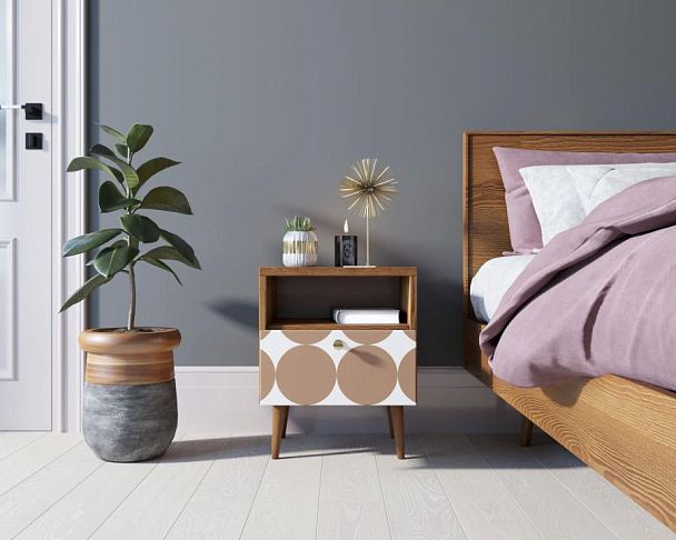 Тумбочка Berber с одним ящиком 17 принт арт BB06/Print_17, разноцветная - Вид 2