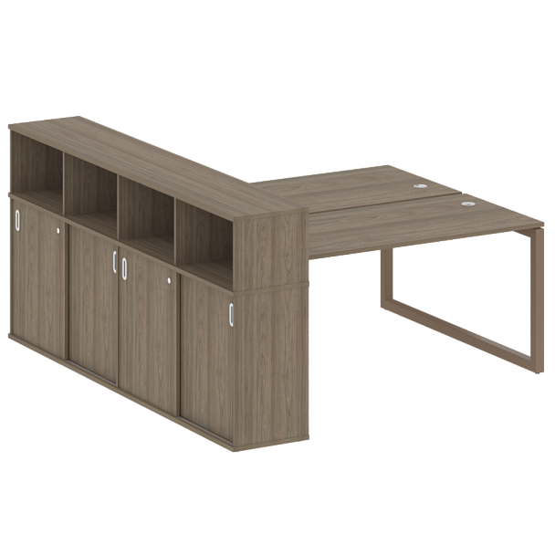 Metal System Quattro Р. ст. с шкафом-купе на О-образном м/к 50БО.РС-СШК-4.4 Т Вяз/Мокко металл 2010*2332*1098 - Вид 1