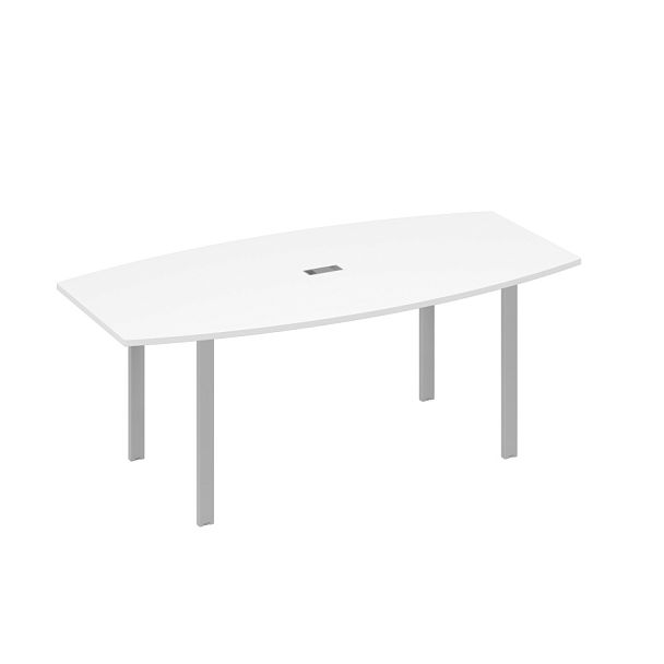 Стол 200x100 для переговоров фигурный на опорах UNO A4 А4 Б1 113 БП белый премиум / металлокаркас серый - Вид 1