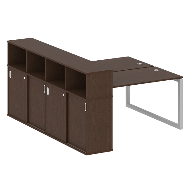 Metal System Quattro Р. ст. с шкафом-купе на О-образном м/к 50БО.РС-СШК-4.3 Т Венге/Серый металл 1810*2332*1098 - Вид 1