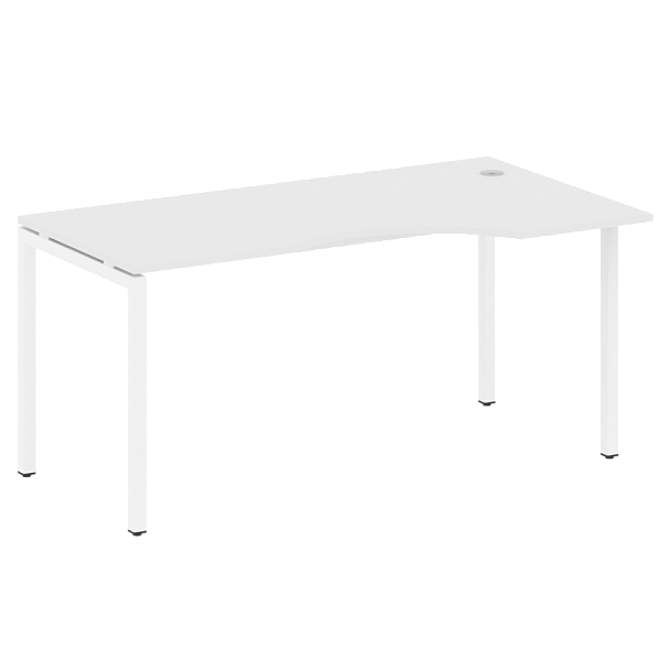 Metal System Quattro Стол криволинейный правый на П-образном м/к 40БП.СА-1 (R) Белый/Белый металл 1600*900*750 - Вид 1