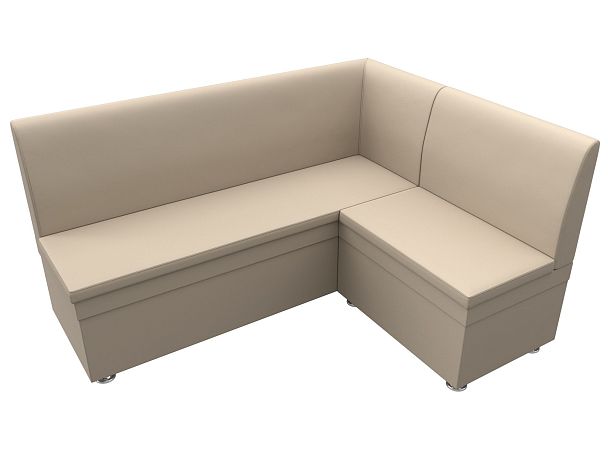 Кухонный угловой диван Уют правый (полностью экокожа бежевая) - Вид 5
