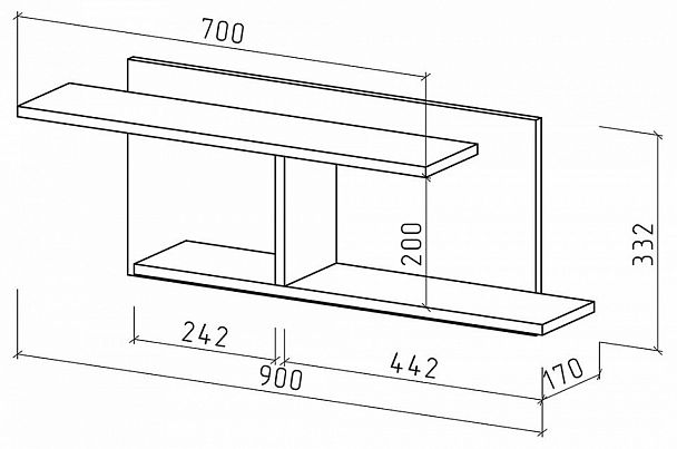 Полка навесная Лайт-44 - Вид 2