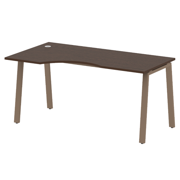 Metal System Стол криволинейный левый на А-образном м/к БА.СА-1 (L) Венге/Мокко металл 1600*900*750 - Вид 1