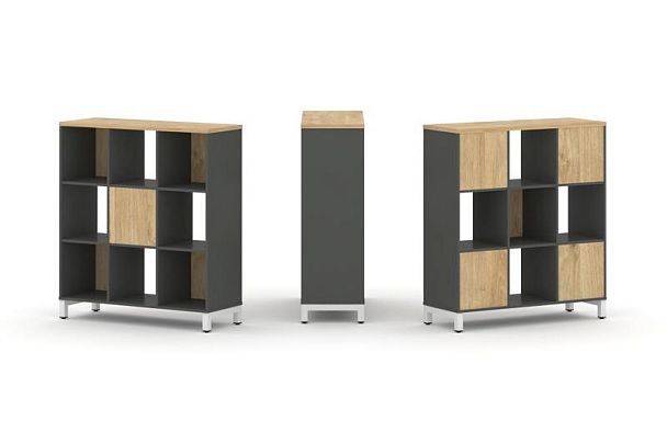 Style Project Набор стеллажа 2-х сторон., 3 яр. SN.NSD-331 Антрацит/Тиквуд Светлый/Металл Белый 1121 - Вид 1