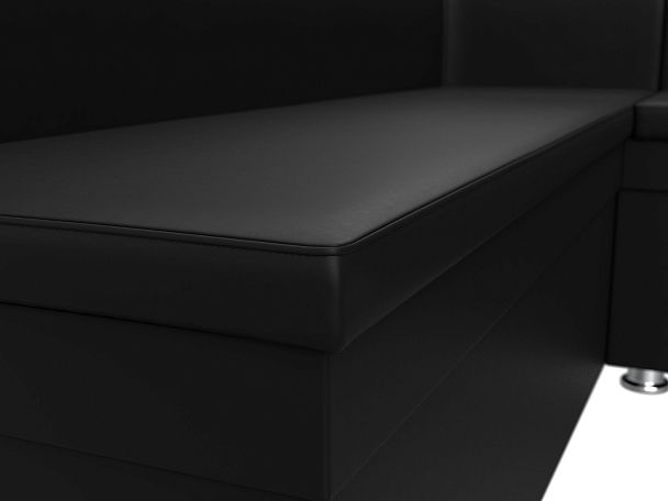 Кухонный угловой диван Уют правый (полностью экокожа черная) - Вид 4