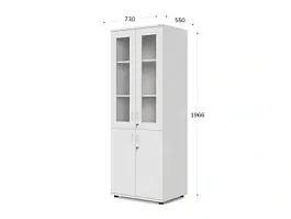 UNITY РШКСМ-02Г БЕЛЫЙ Шкаф со стеклянными дверьми Прямой 730х550х1966 - Фото предпросмотра