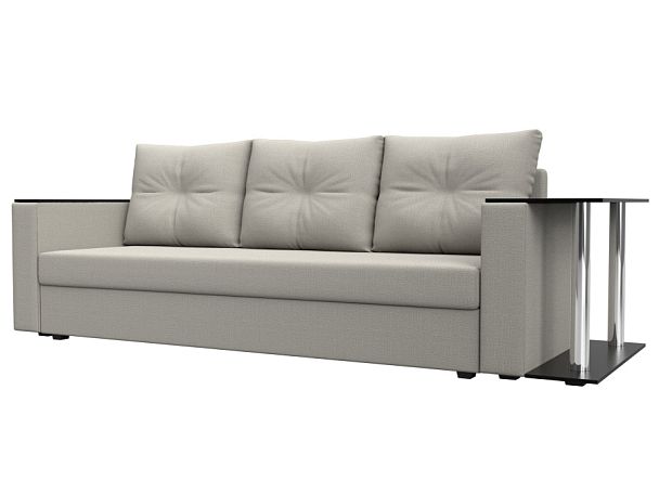 Диван прямой Атланта Лайт со столом справа Рогожка бежевый - Вид 1