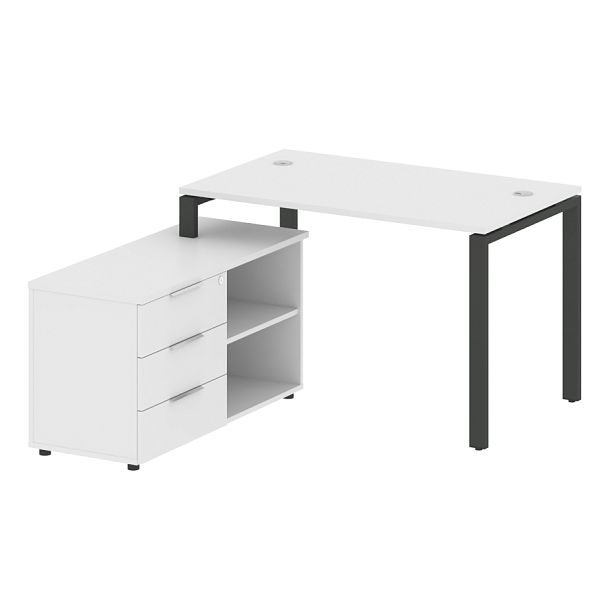 Metal System Р. ст. с тумбой на П-образном м/к БП.РС-СТС-2.2 (L) Белый/Антрацит металл 1300*1520*750 - Вид 1