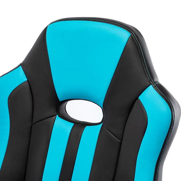 Кресло компьютерное BRABIX "Stripe GM-202", экокожа, черное/голубое, 532509 - Вид 12