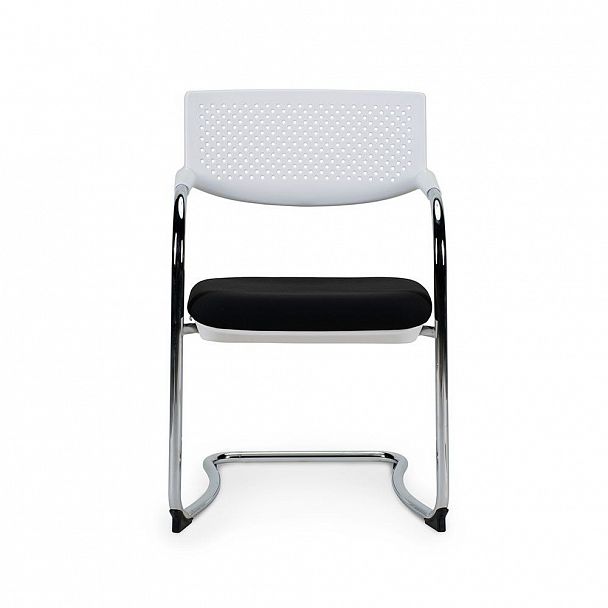 Кресло Самба white CF / хром / белый пластик / черная ткань, стопируемый - Вид 2