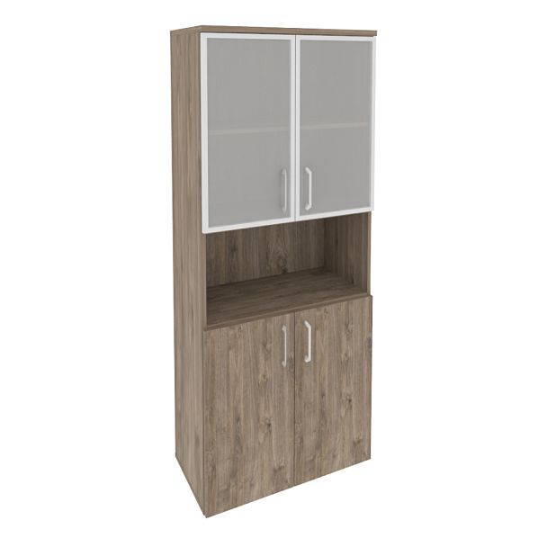 Onix Шкаф высокий широкий O.ST-1.4 R Тиквуд темный 800*420*1977 - Вид 1