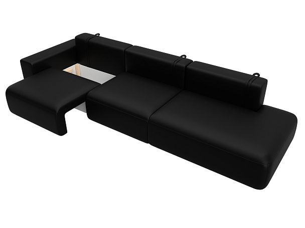 Диван прямой Лига-036 НПБ Модерн Лонг подлокотник слева Экокожа черный - Вид 7