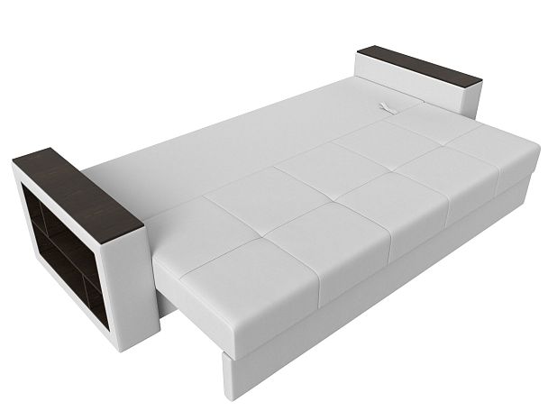 Диван прямой Дубай Лайт полки слева (полностью экокожа белая) - Вид 8