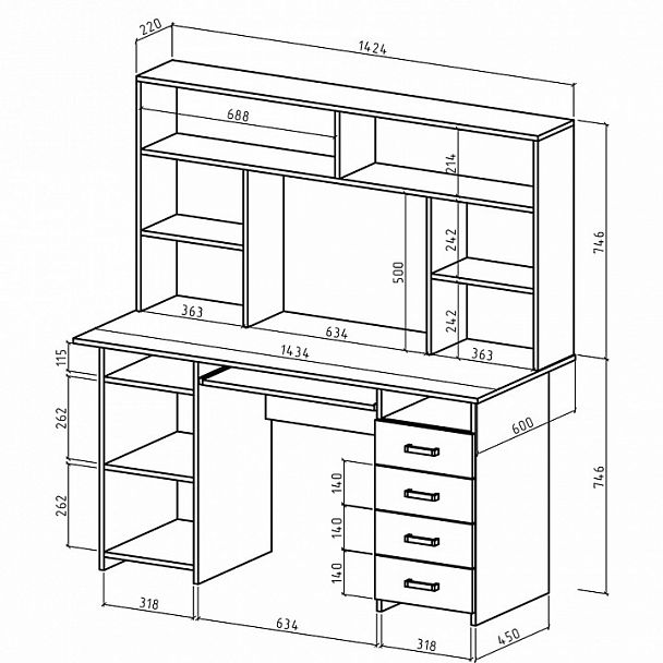 Стол компьютерный Лайт-7К СН - Вид 2