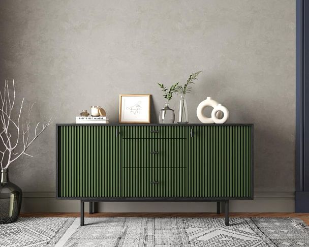 Комод две дверки и три ящика Emerson арт EM08/green/L - Вид 5