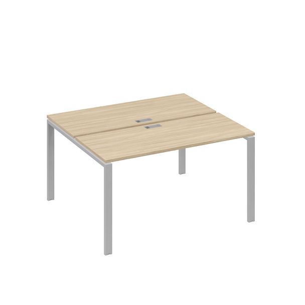 Рабочая станция на каркасе UNO столы 2х140 A4 А4 Б1 171 БП дуб скандинавский / металлокаркас серый - Вид 1