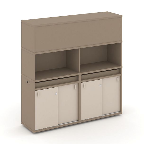 Estetica Набор №7. Тумба двойная+высокая надставка ES.NB.2V-7 Латте/Капучино 1500*410*1520 - Вид 1